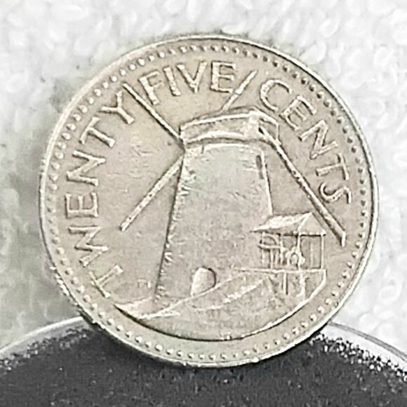 Circulated 1981 Barbados 25 Cents Coin made of Copper/Nickel!! - Picture 1 of 3